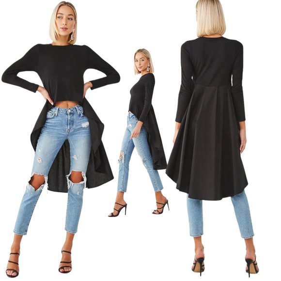 Stylive Black Hi-Low Tee - Picture 1 of 5